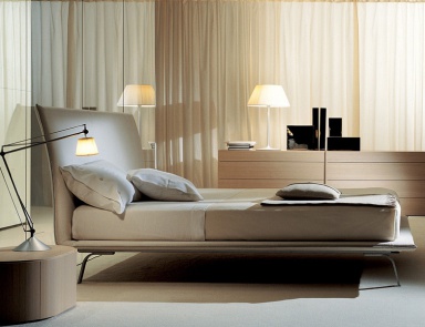 Double bed upholstered in fabric Land, Lema