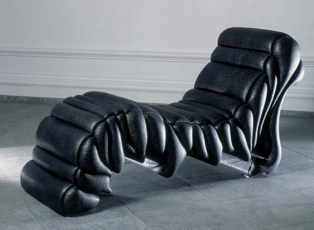 Lavica chaise lounge in leather upholstery, Formitalia 