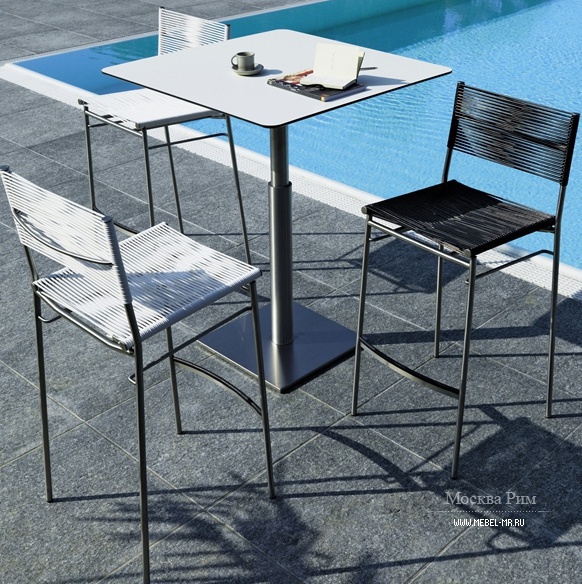 TABLE DINING OR BAR ON THE FRAME OF STAINLESS STEEL WITH LAMINATE WORKTOP LIFT BAR, BONACINA PIERANTONIO
