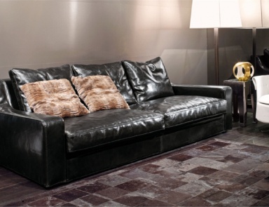 Modular corner sofa upholstered in leather or fabric Baron, Longhi