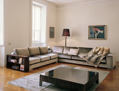 Modular corner sofa upholstered in leather Max, Longhi