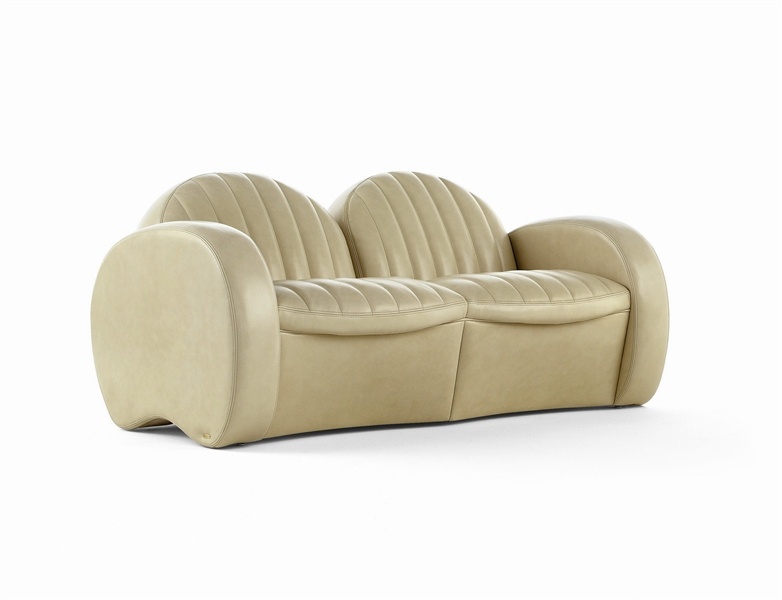 Sofa wooden frame upholstered in leather Botero, Mascheroni