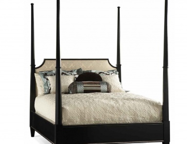 Double bed King Upholstered Poster Bed, Hickory White