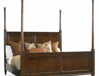 Double bed King Hi-Lo Poster Bed Hickory White