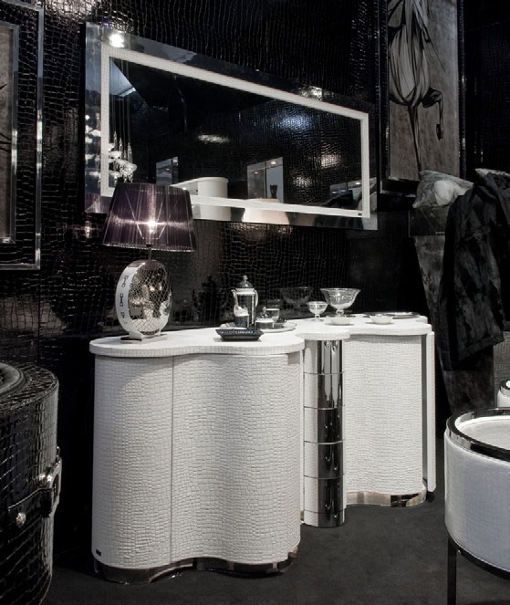 Margherita Metal dresser, leather upholstery, Formitalia