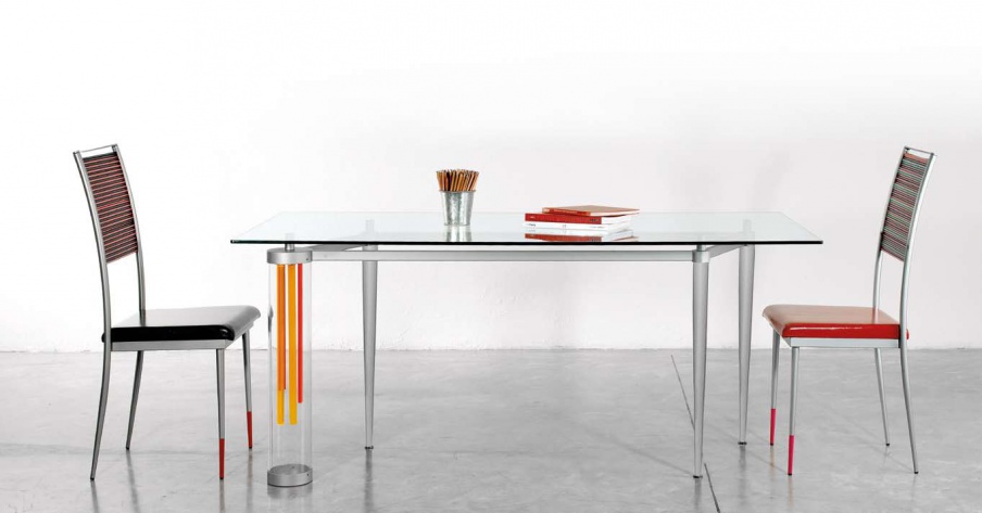 The table leg red Light, metal frame, Formitalia