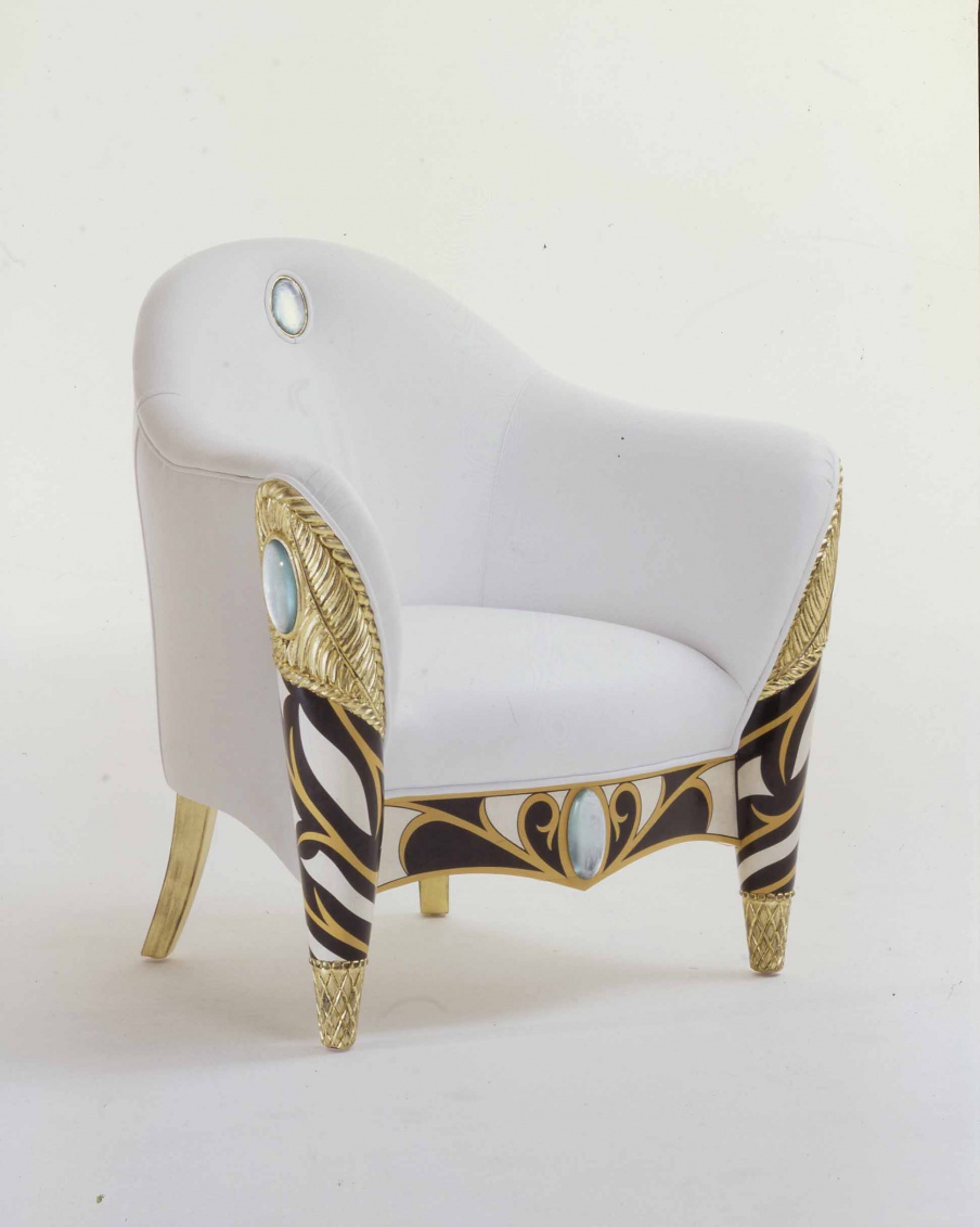 Chair natural wood Emisferi In Nero e Bianco, Colombo Stile