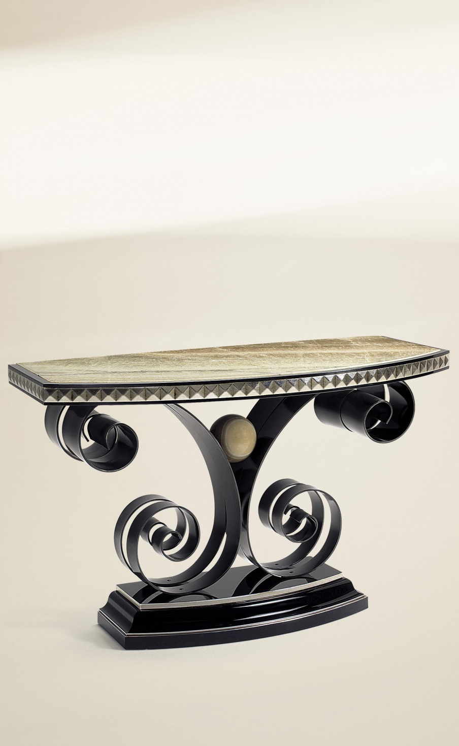 Console Calice on wrought iron base, the table top of natural stone, Francesco Molon