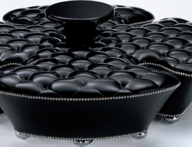 Clover bench in leather upholstery, Francesco Molon