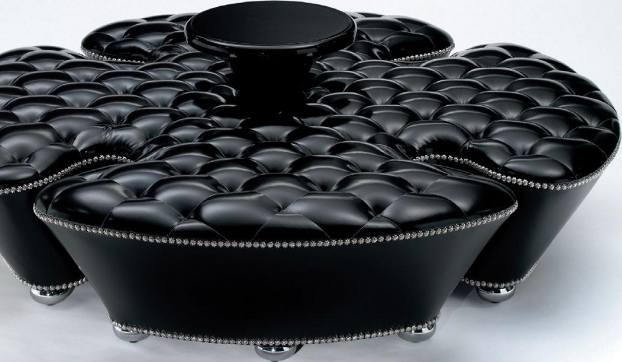 Clover bench in leather upholstery, Francesco Molon