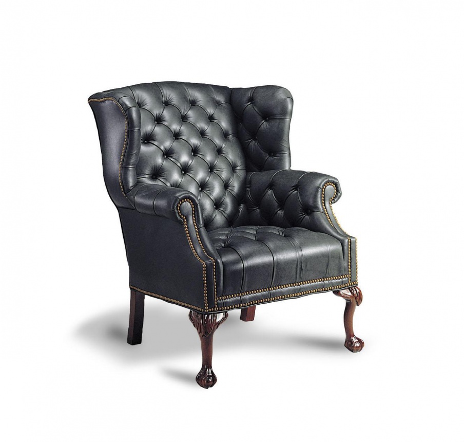 Chair in leather upholstery, Francesco Molon