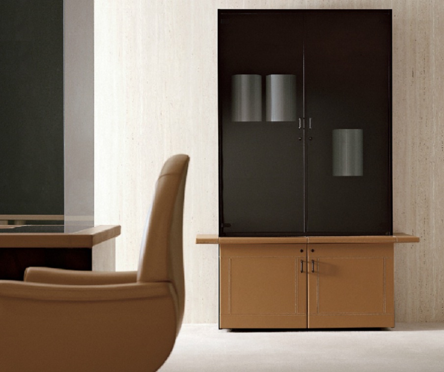 Bookcase with leather trim, Summit, I4 Mariani