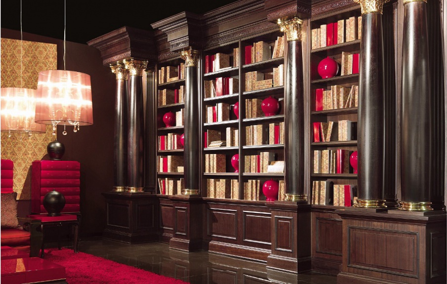 Bookcase with gilded columns, Elledue