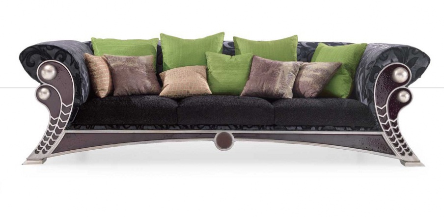 Three-seater sofa upholstered in velour, Elledue