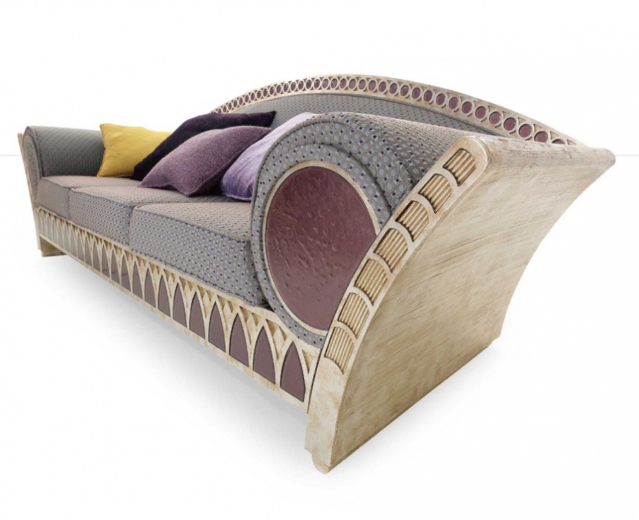 Three-seater sofa with decoration of leather, Elledue