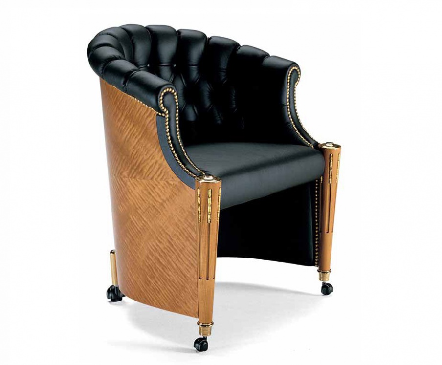Chair office upholstered in genuine leather, Elledue