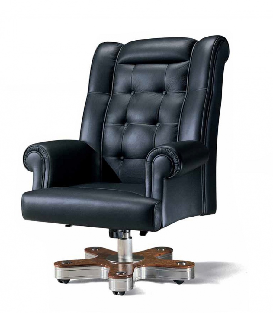 Chair office upholstered in genuine leather, Elledue