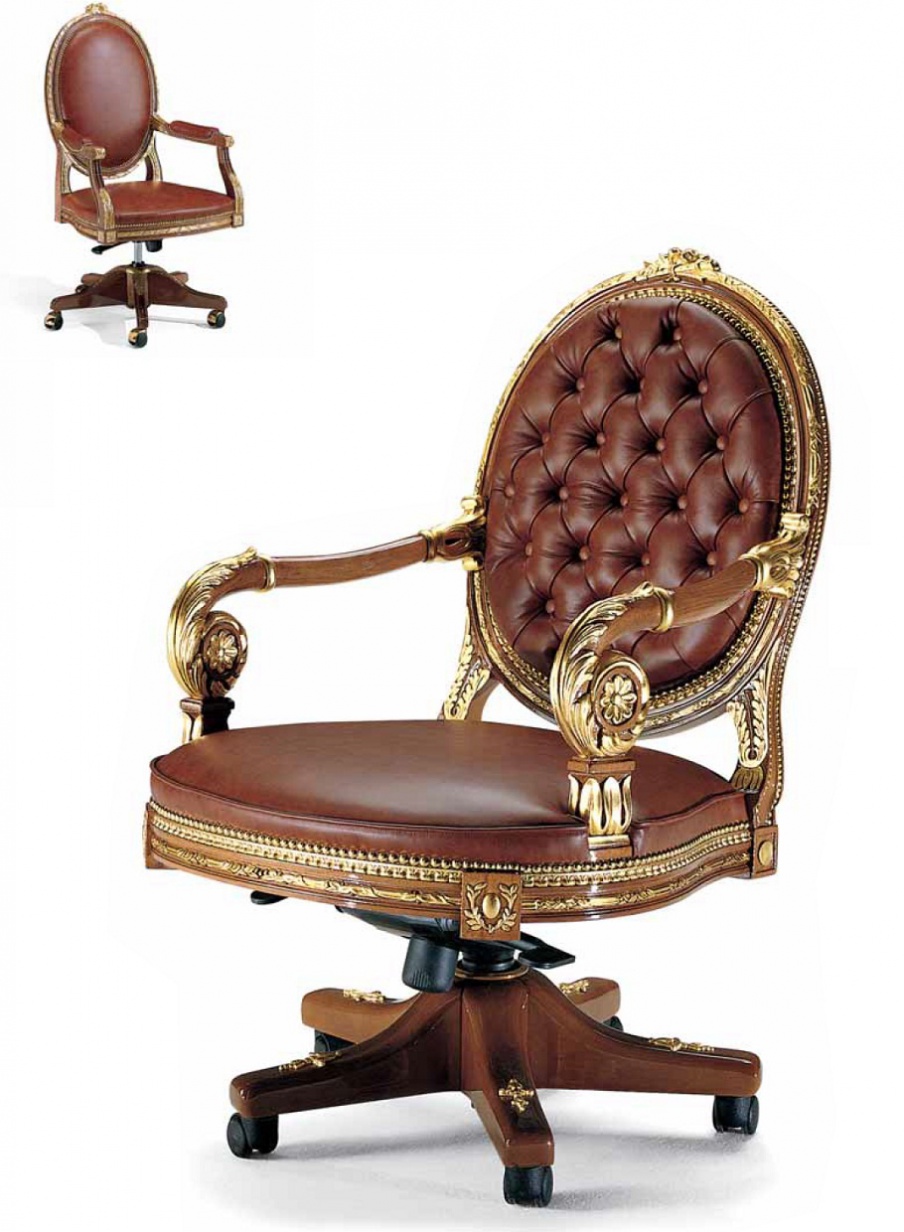 Chair office upholstered in genuine leather, Elledue