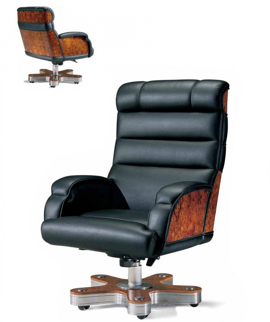 Chair office upholstered in genuine leather, Elledue