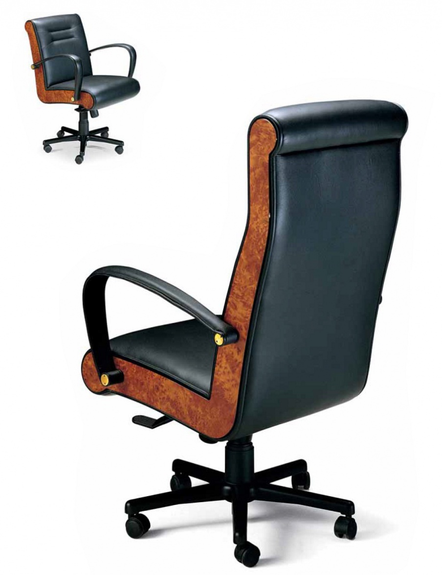 Chair office upholstered in genuine leather, Elledue