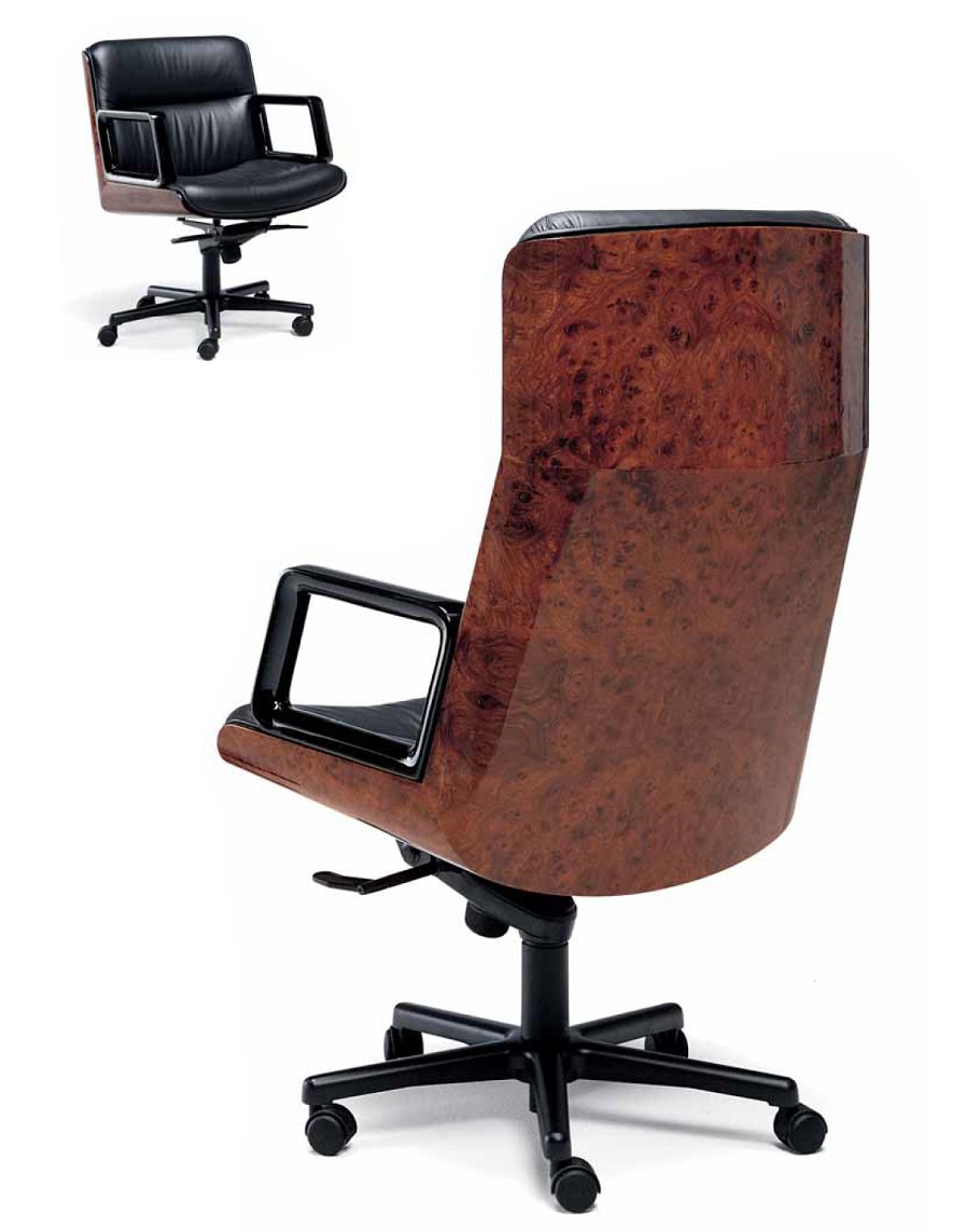 Chair office upholstered in genuine leather on yoke, Elledue Luxury