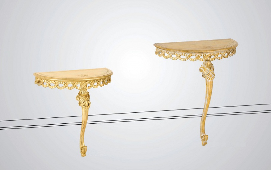 Wall console made of solid wood, Chelini