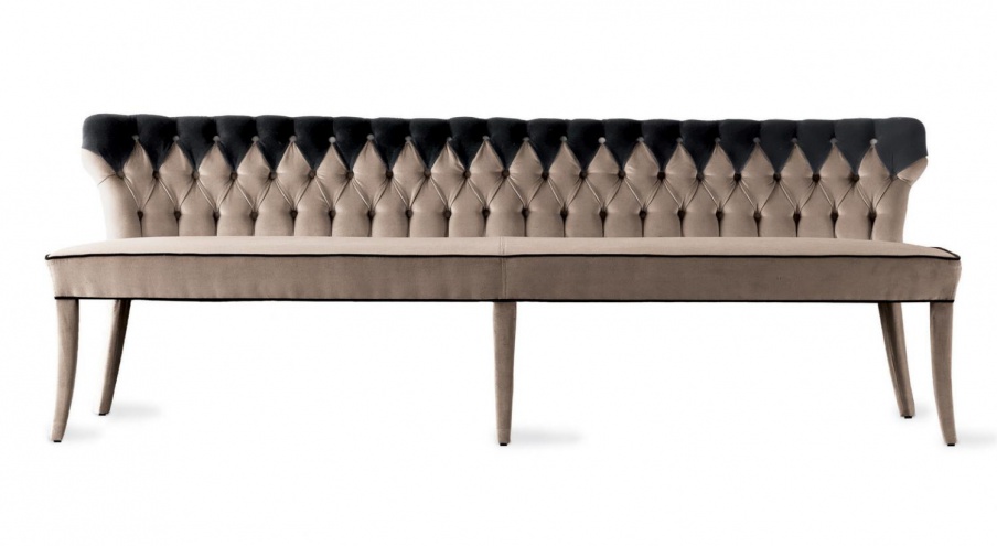 Bench with upholstered seat and back Guendalina Mash, Rugiano