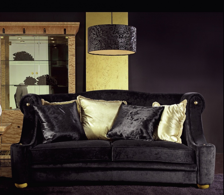 Two-seater sofa upholstered in textile Orpheo, Elledue