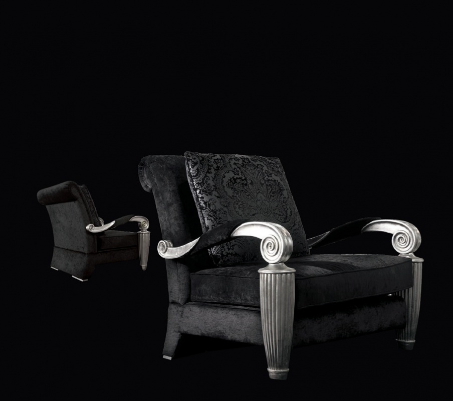 Armchair with carved armrests Orpheo, Elledue