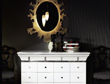 Chest of drawers solid wood varnished Orpheo, Elledue