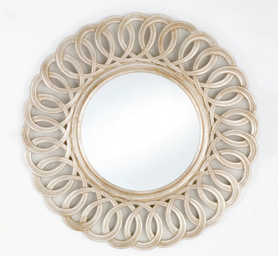 Wall-mounted round mirror frame made of wood, Chelini