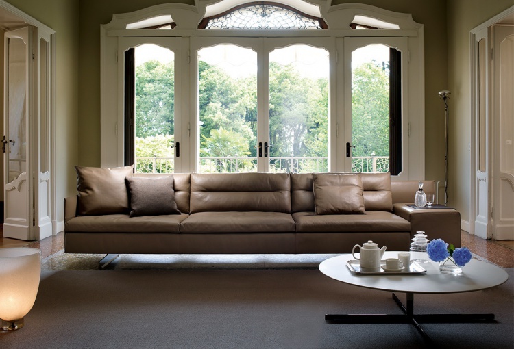 THREE-SEATER SOFA ON A METAL SURFACE GRANTORINO, POLTRONA FRAU