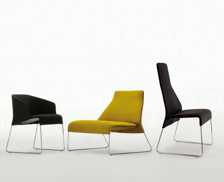 CHAIR WITH STAINLESS STEEL BASE LAZY, B&B ITALIA