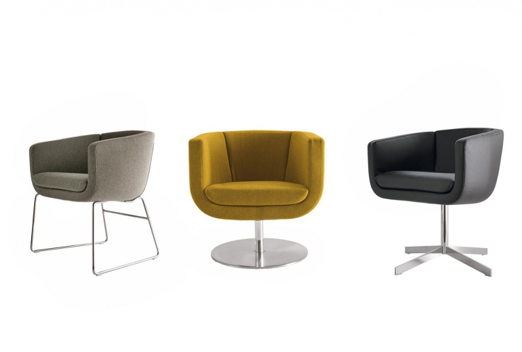 CHAIR SWIVEL ALUMINUM FRAME UPHOLSTERED IN LEATHER OR FABRIC TULIP SIXTYSIX, B&B ITALIA