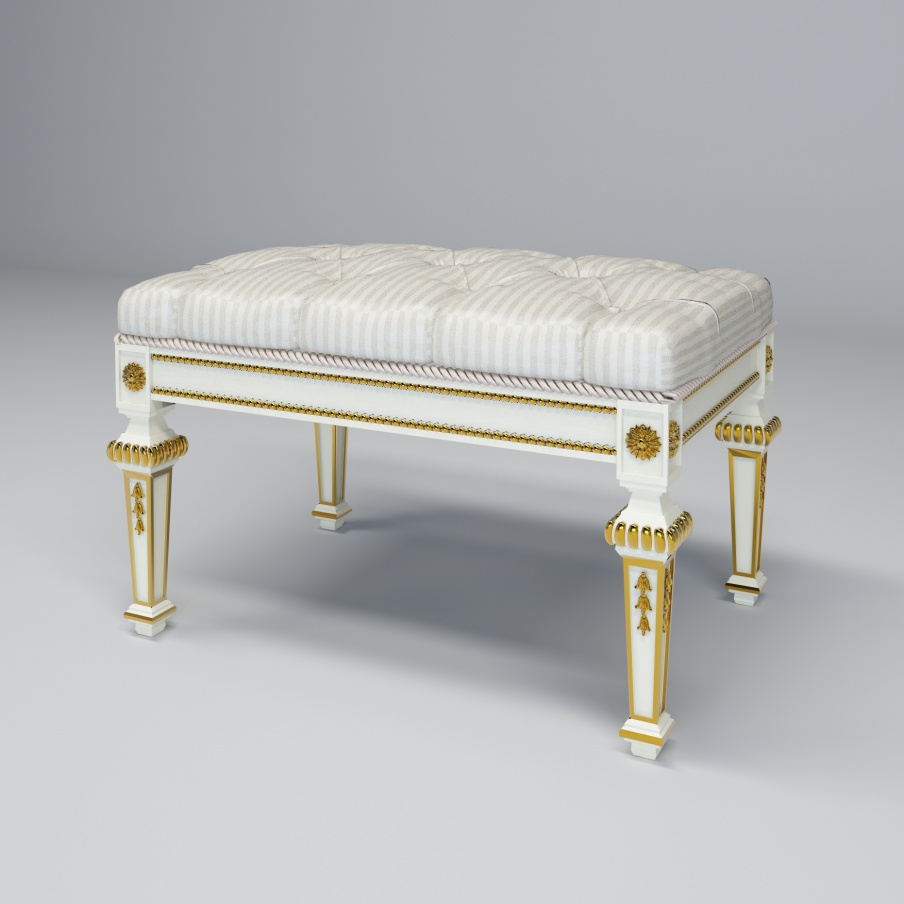 Pouf in solid wood with carved elements handmade Tosca, Turri