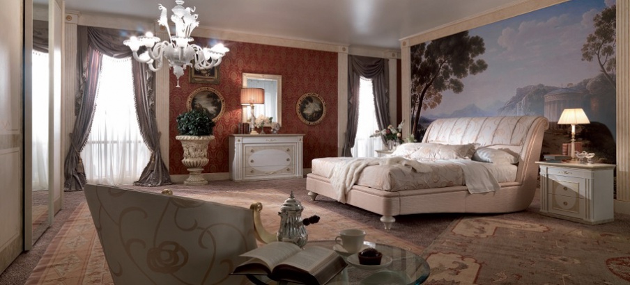 Set for bedroom made of solid wood with gold-plated elements of the Exedra, Turri