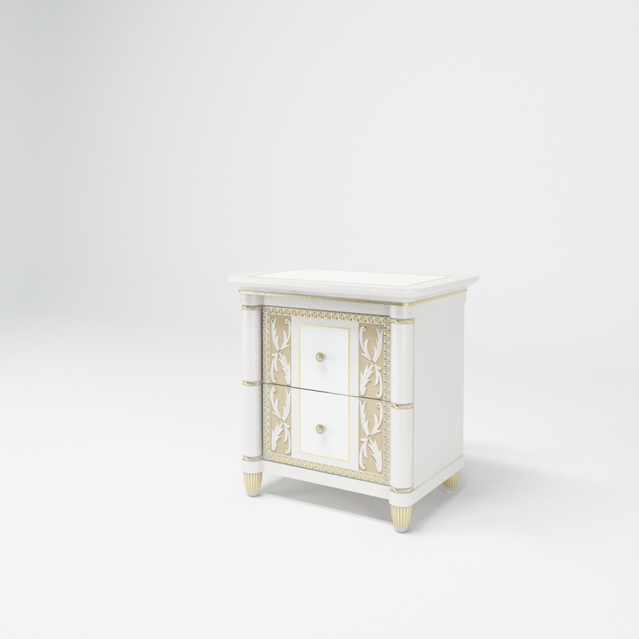 The bedside table made of solid varnished wood with carved elements Hary, Turri 