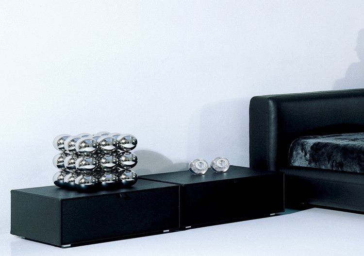 Bedside table with leather upholstery, Luxury Rivolta