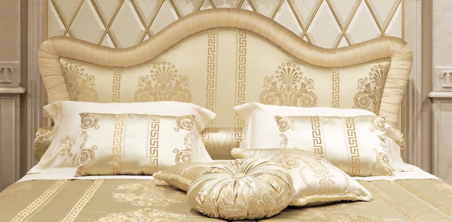 Double bed with upholstered headboard Versailles, Turri