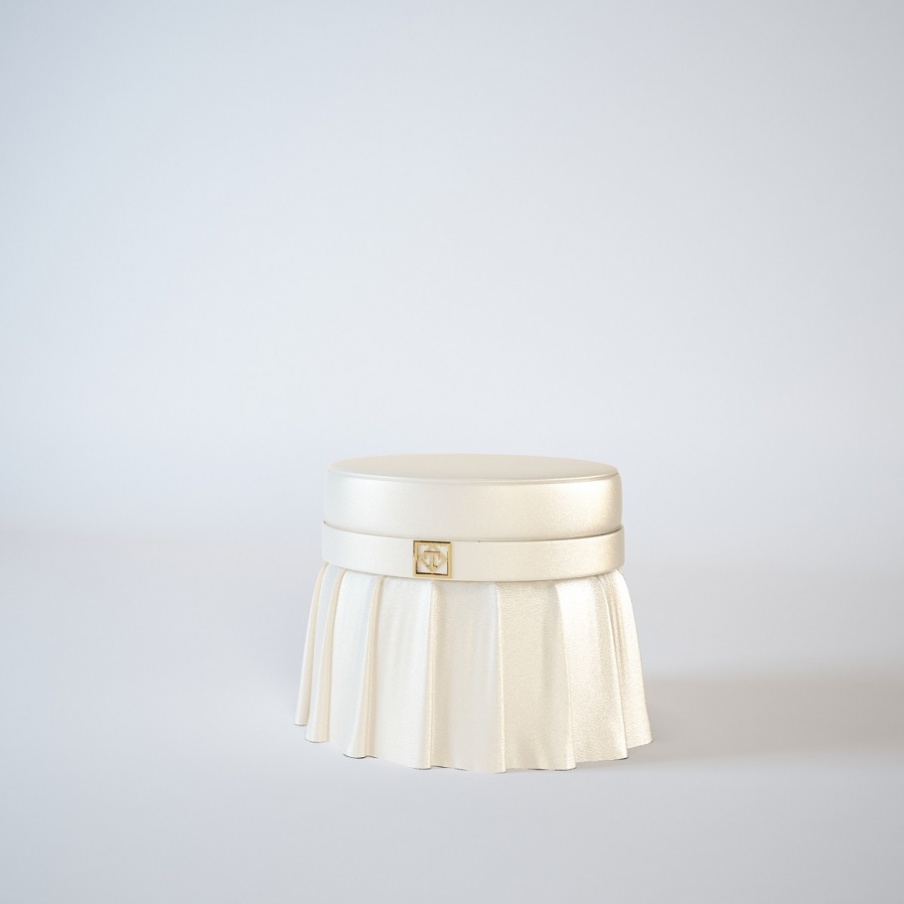 Ottoman round wood Couture, Turri