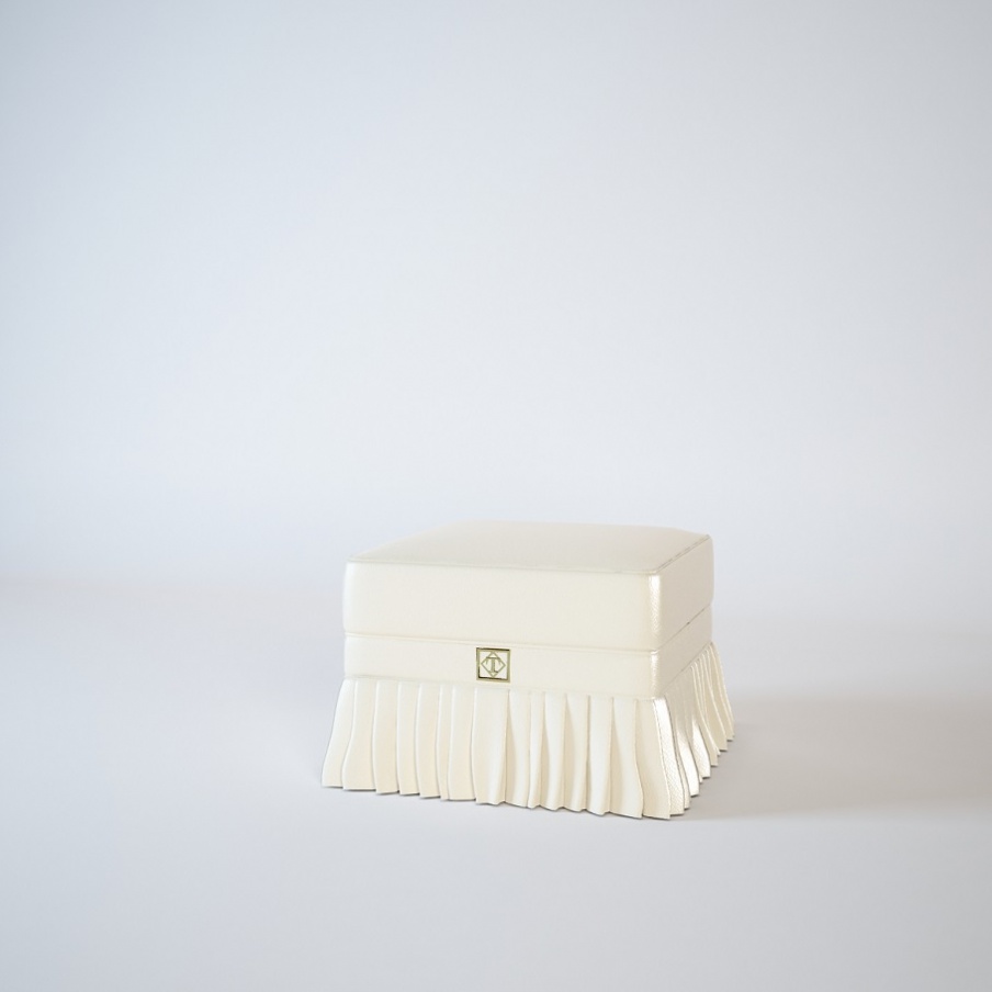 Pouf square wood Couture, Turri