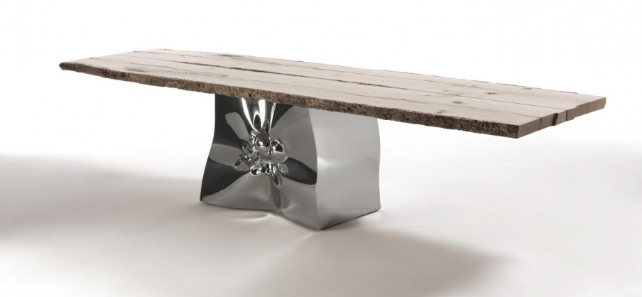 Table with stainless steel Riflessi in laguna, Riva 1920