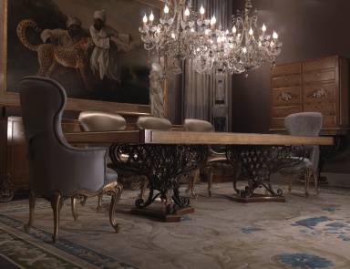 Dining table on wrought iron legs Hermes Jumbo Collection