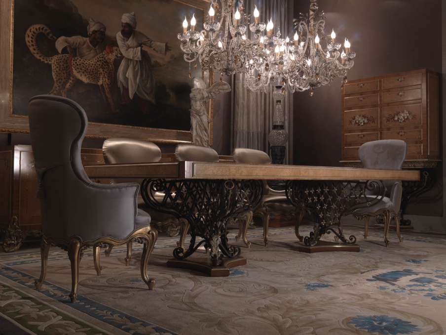 Dining table on wrought iron legs Hermes Jumbo Collection