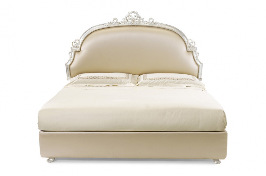 Double bed with carved headboard, Roberto Giovannini