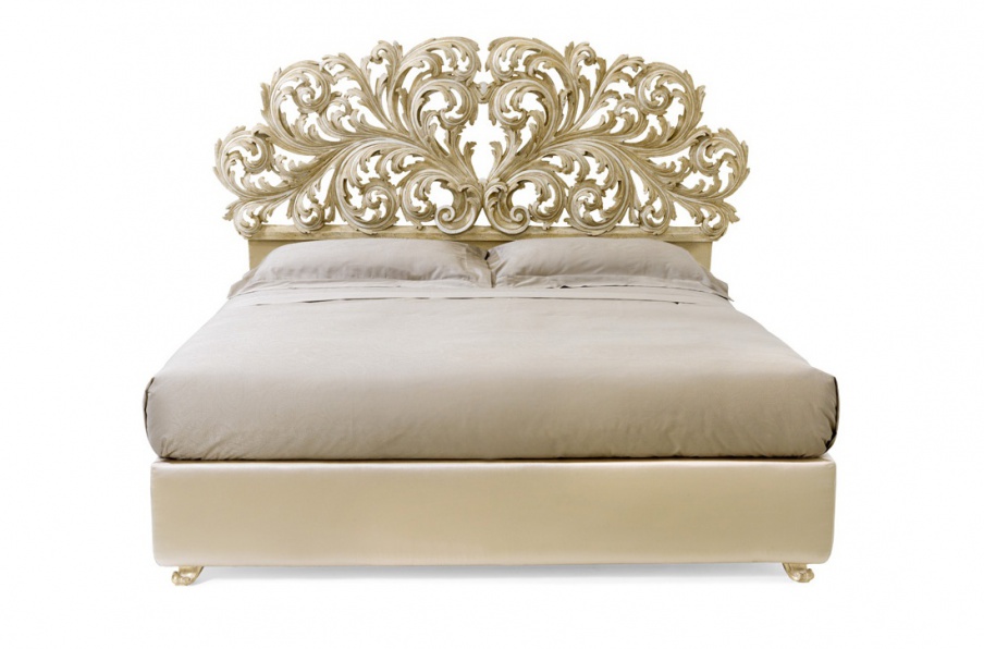 Double bed with carved headboard, Roberto Giovannini