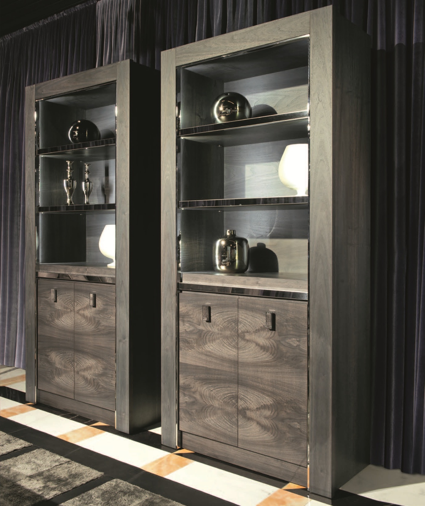 A bookcase with open shelves and doors Duke, Smania Luxury furniture MR