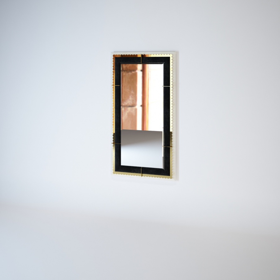 Rectangular mirror in wood frame from Orion, Turri