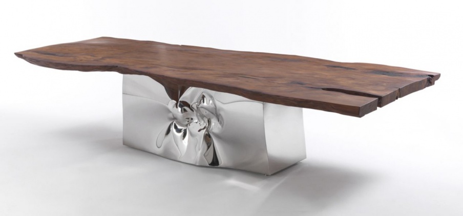 The table with the support of steel Riflessi millenari, Riva 1920