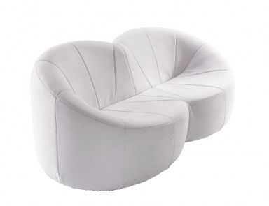 Two seater sofa in PUMPKIN leather upholstery, Ligne Roset